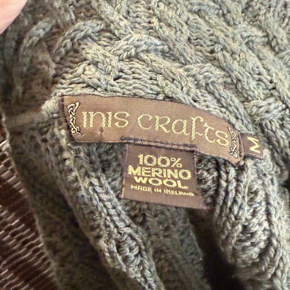 Green Cable Knit Zip-Up Cardigan Sweater - Picture 2 of 5